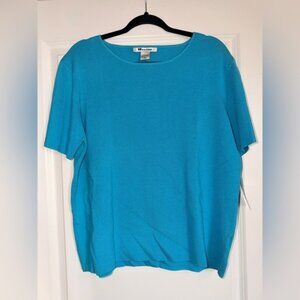 NYGARD Collection Blue Knit Short Sleeve Top Women’s size XL